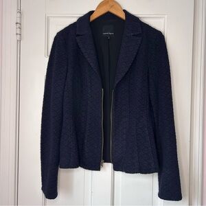 Nanette Lepore Blue Knit Pattern Blazer Jacket Size 10